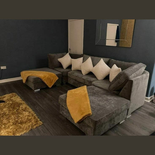 Bishop U Shape Corner Sofa Chenille Charcoal