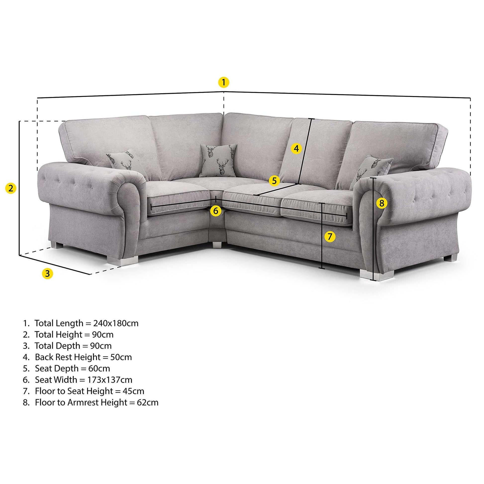 Verona 4 Seater Sofa Grey