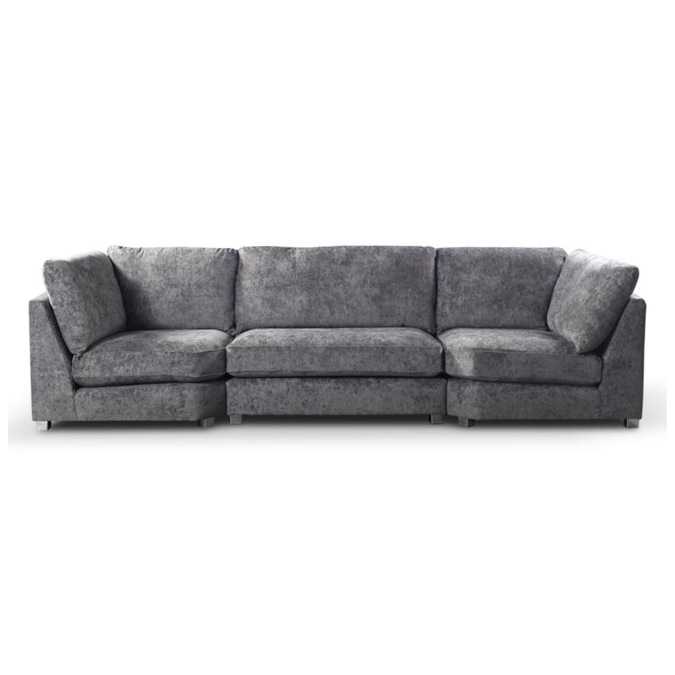 Bishop U Shape Corner Sofa Chenille Platinum Grey
