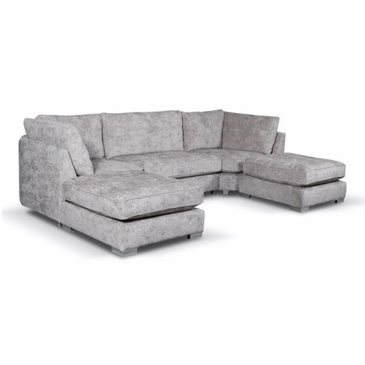 Bishop U Shape Corner Sofa Luxe Chenille Truffle