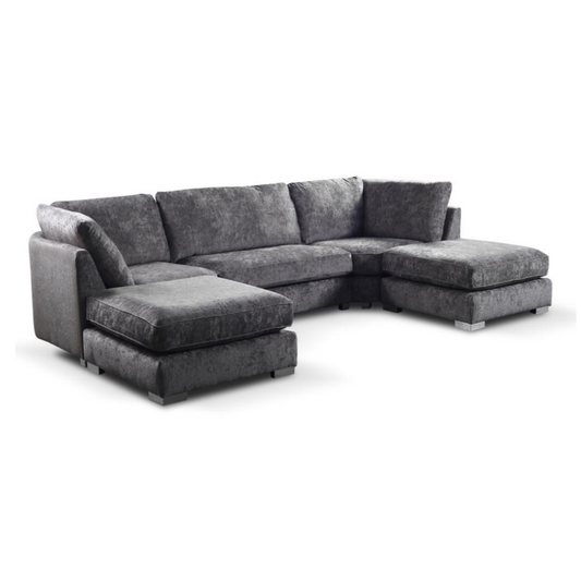 Bishop U Shape Corner Sofa Chenille Platinum Grey