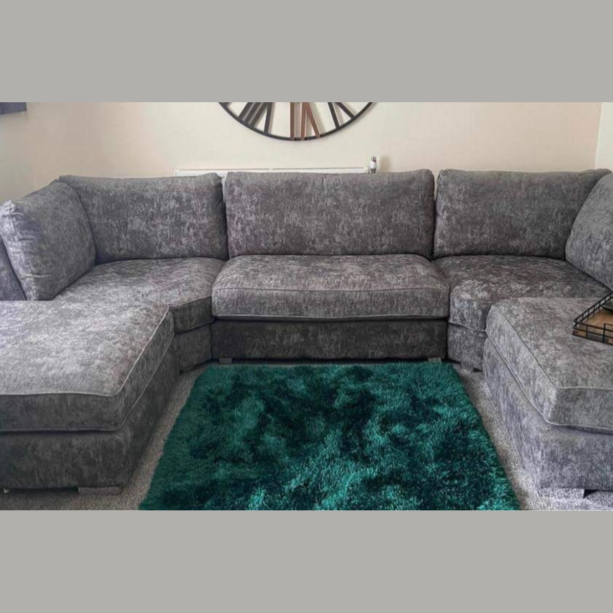 Bishop U Shape Corner Sofa Chenille Platinum Grey