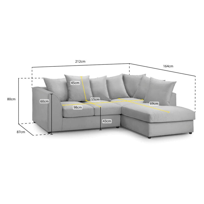 Jumbo Cord Corner Sofa Black