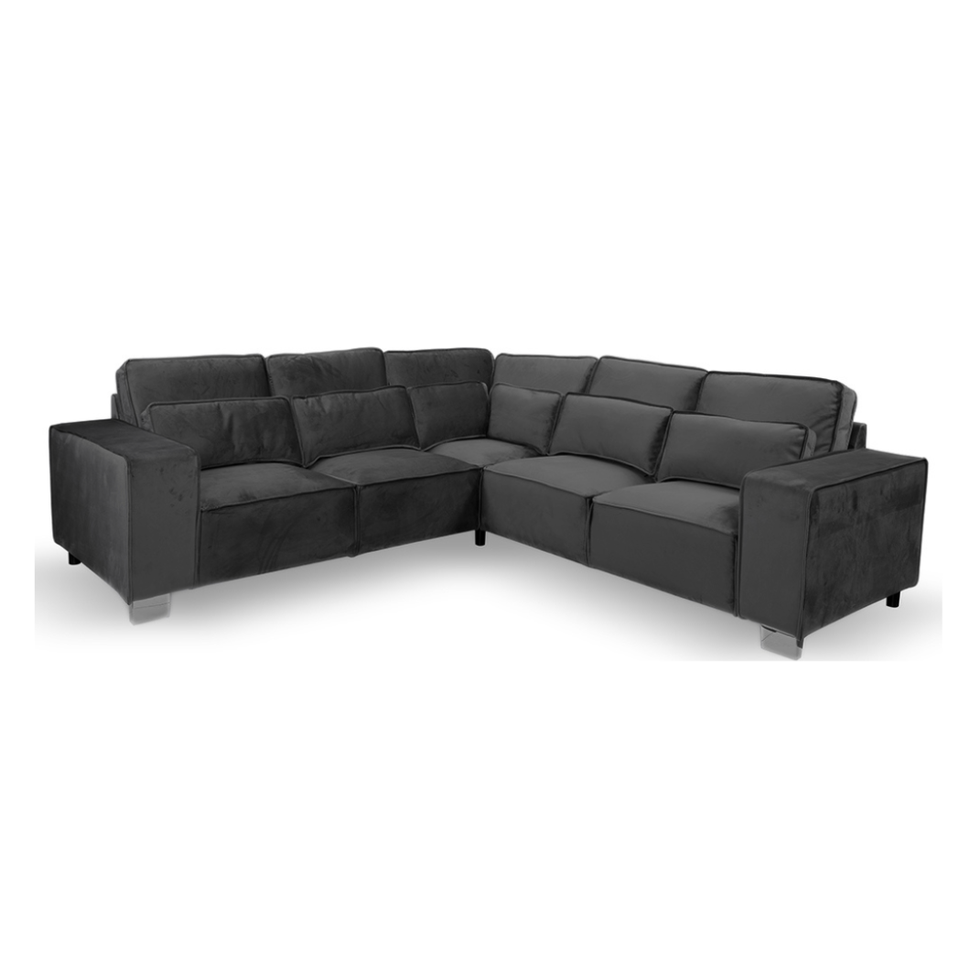 Sloane Luxury Large Double Corner Sofa Plush Velvet Black