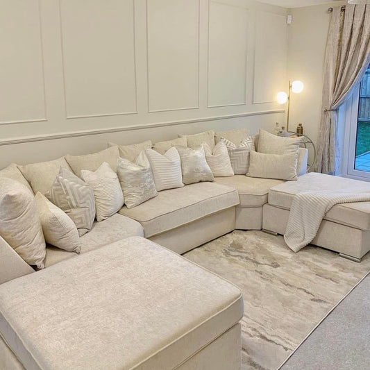 Bishop U Shape Corner Sofa Chenille Cream