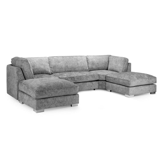 Bishop U Shape Corner Sofa Luxe Chenille Grey