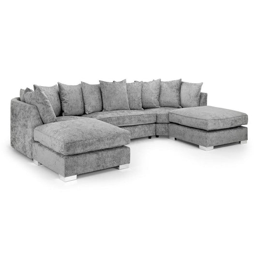 Bishop U Shape Corner Sofa Luxe Chenille Grey
