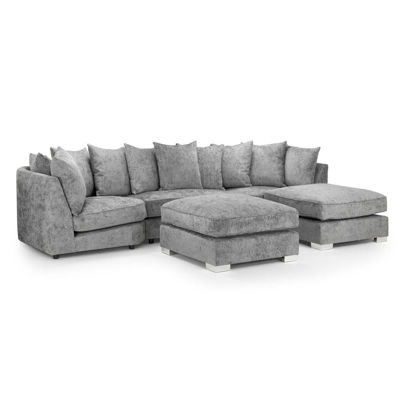 Bishop U Shape Corner Sofa Luxe Chenille Grey