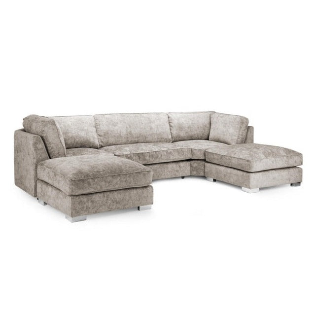 Bishop U Shape Corner Sofa Chenille Mink High Back