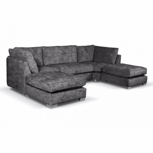 Bishop U Shape Corner Sofa Chenille Charcoal