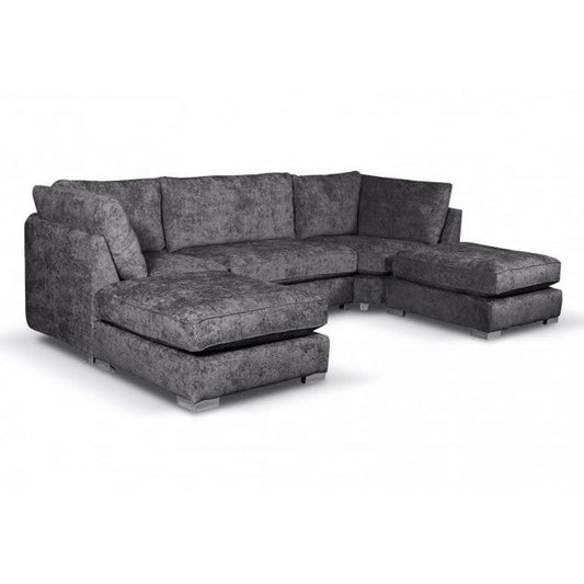 Bishop U Shape Corner Sofa Chenille Charcoal