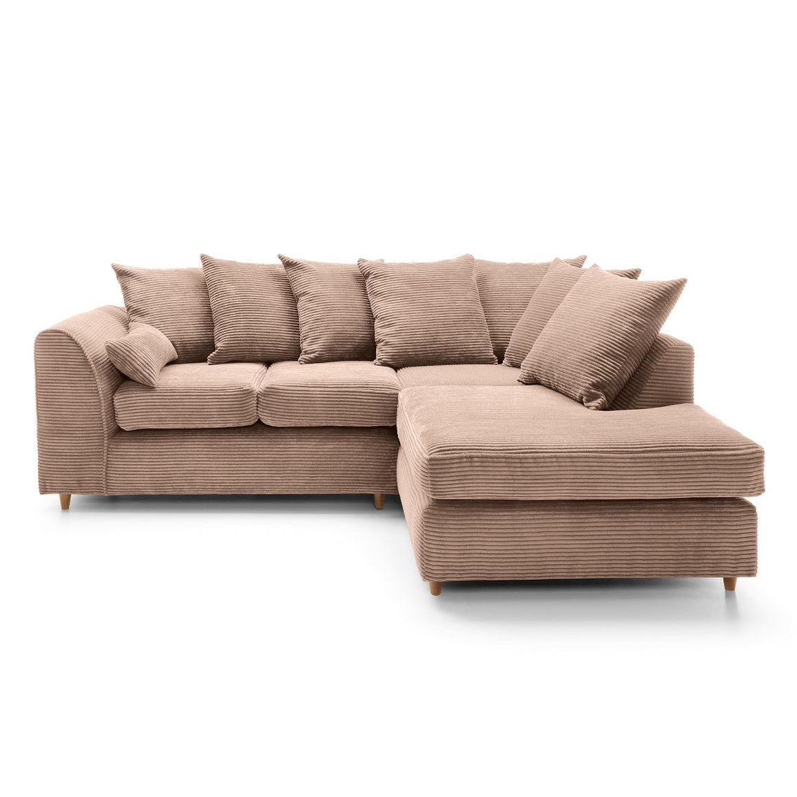 Jumbo Cord Corner Sofa Brown Right Facing