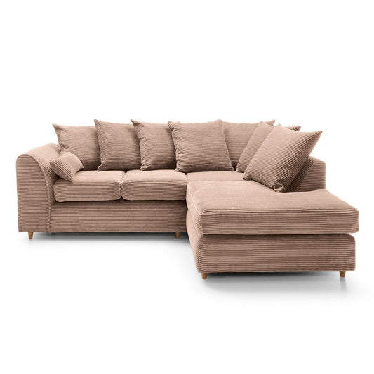 Jumbo Cord Corner Sofa Brown