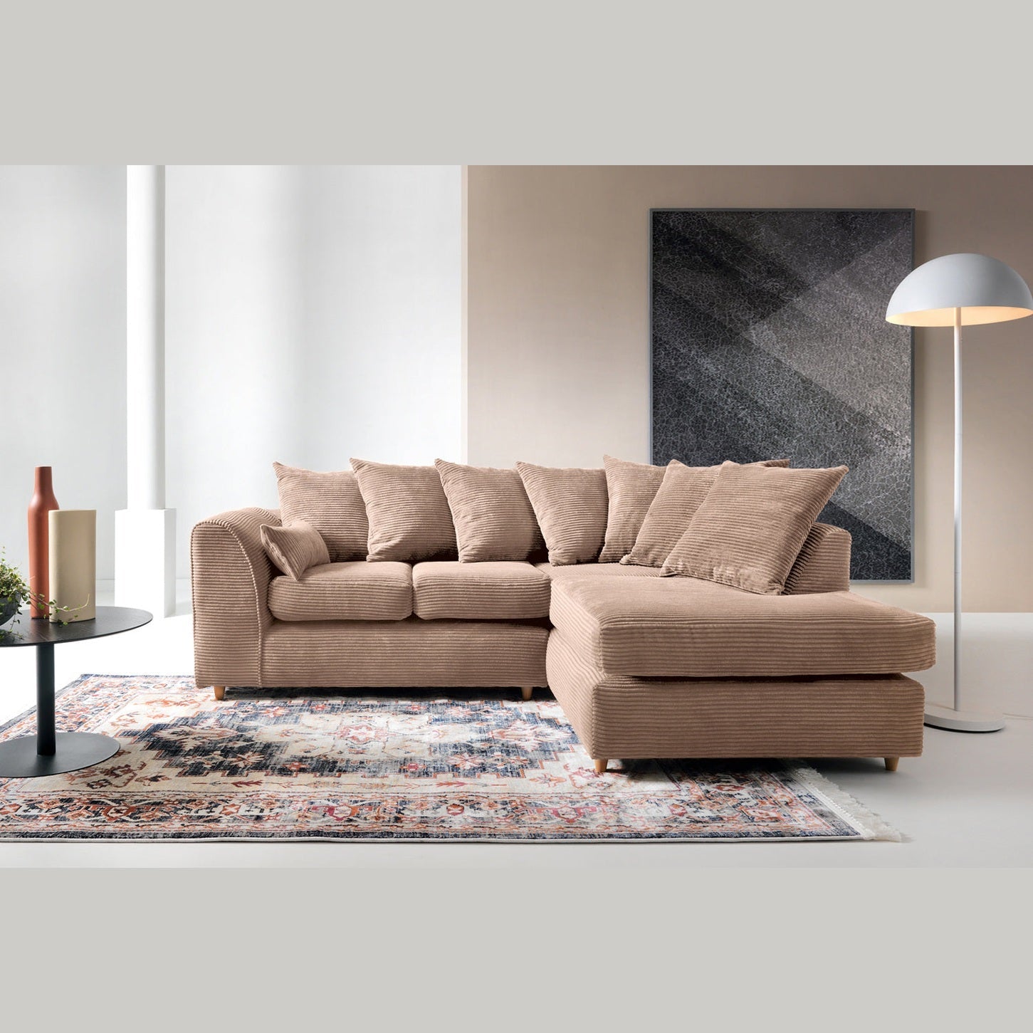 Jumbo Cord Corner Sofa Brown
