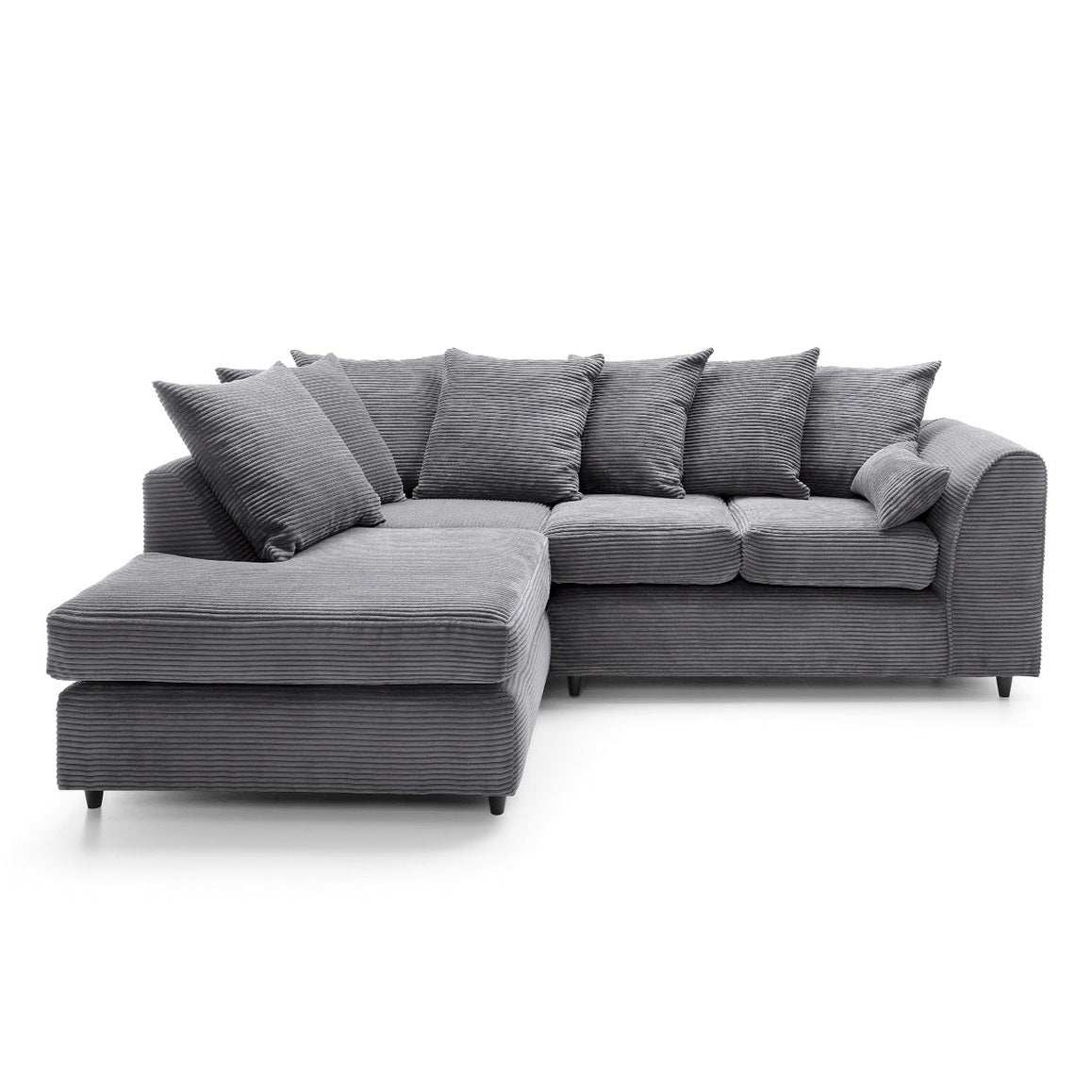 Jumbo Cord Corner Sofa Grey Left Facing
