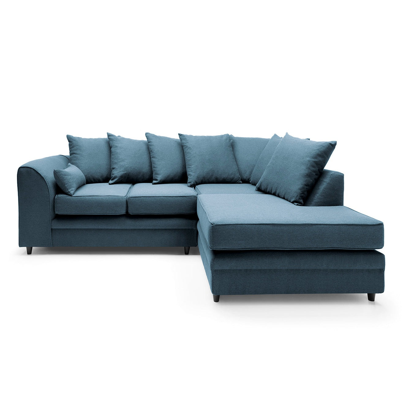 Plush Velvet Corner Sofa Right Facing Teal