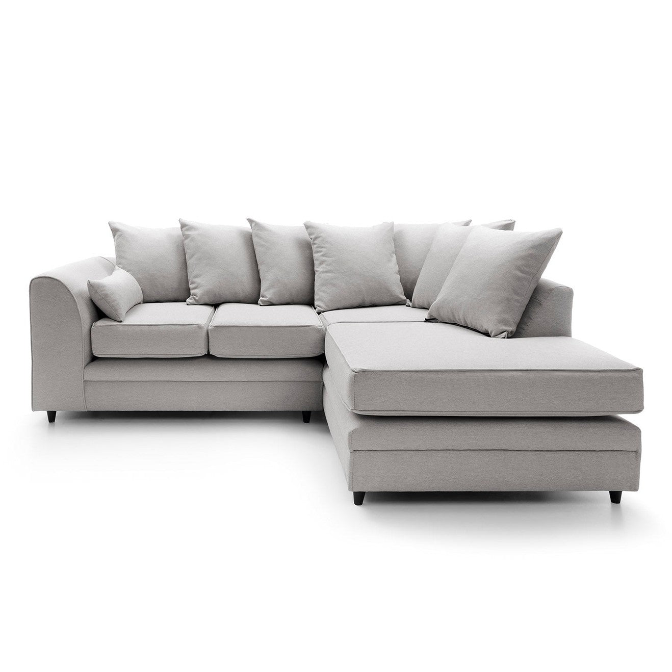 Plush Velvet Corner Sofa Right Facing Light Grey