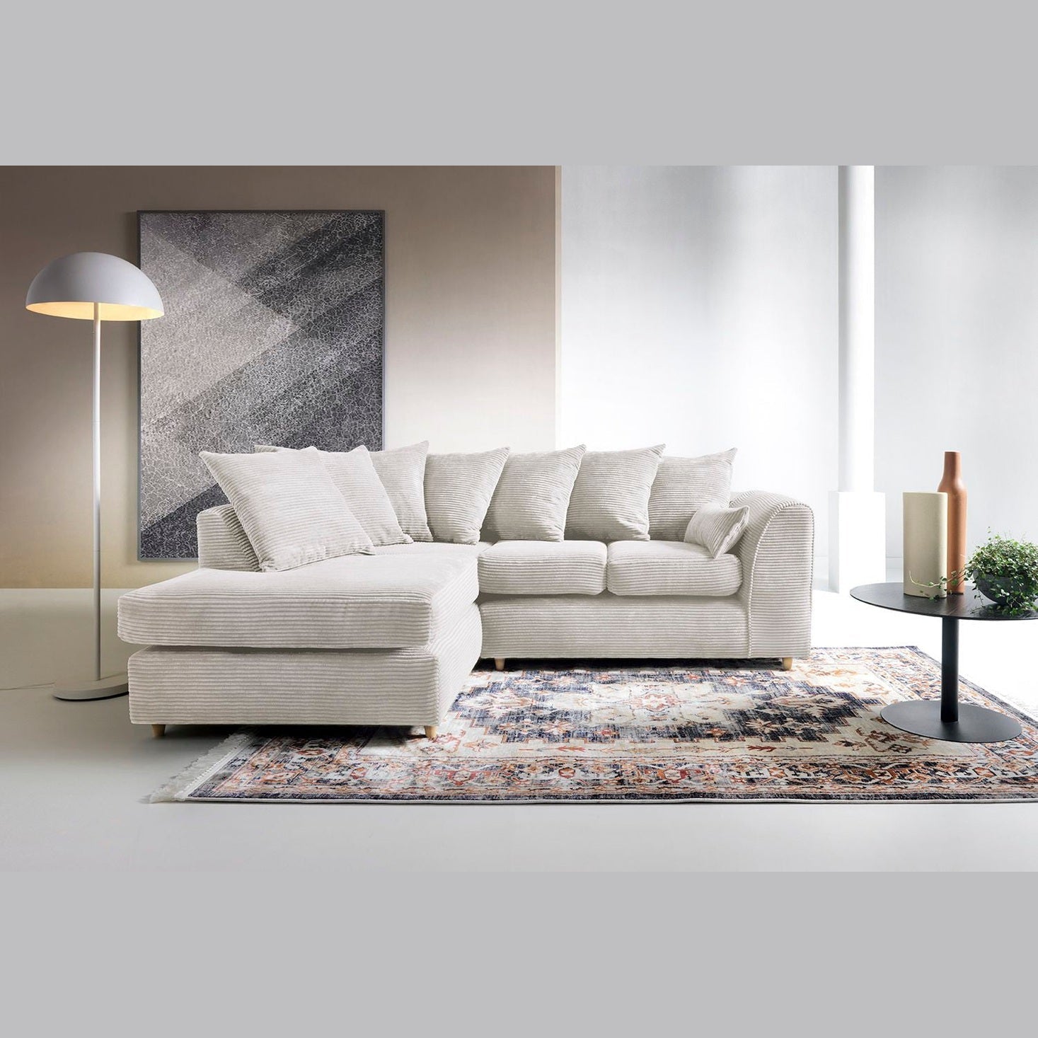 Jumbo Cord Corner Sofa White