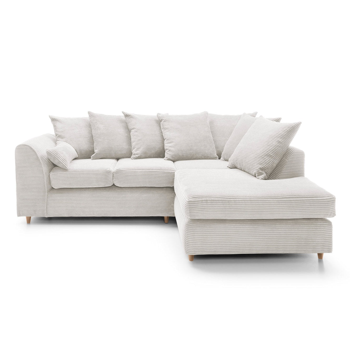 Jumbo Cord Corner Sofa White Right Facing