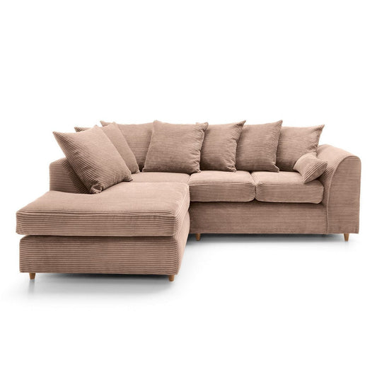 Jumbo Cord Corner Sofa Brown